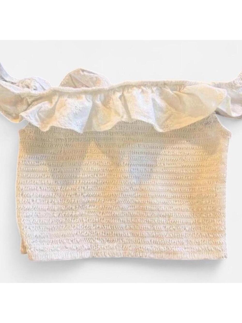Wild Fable Women's White and Cream Crop-top